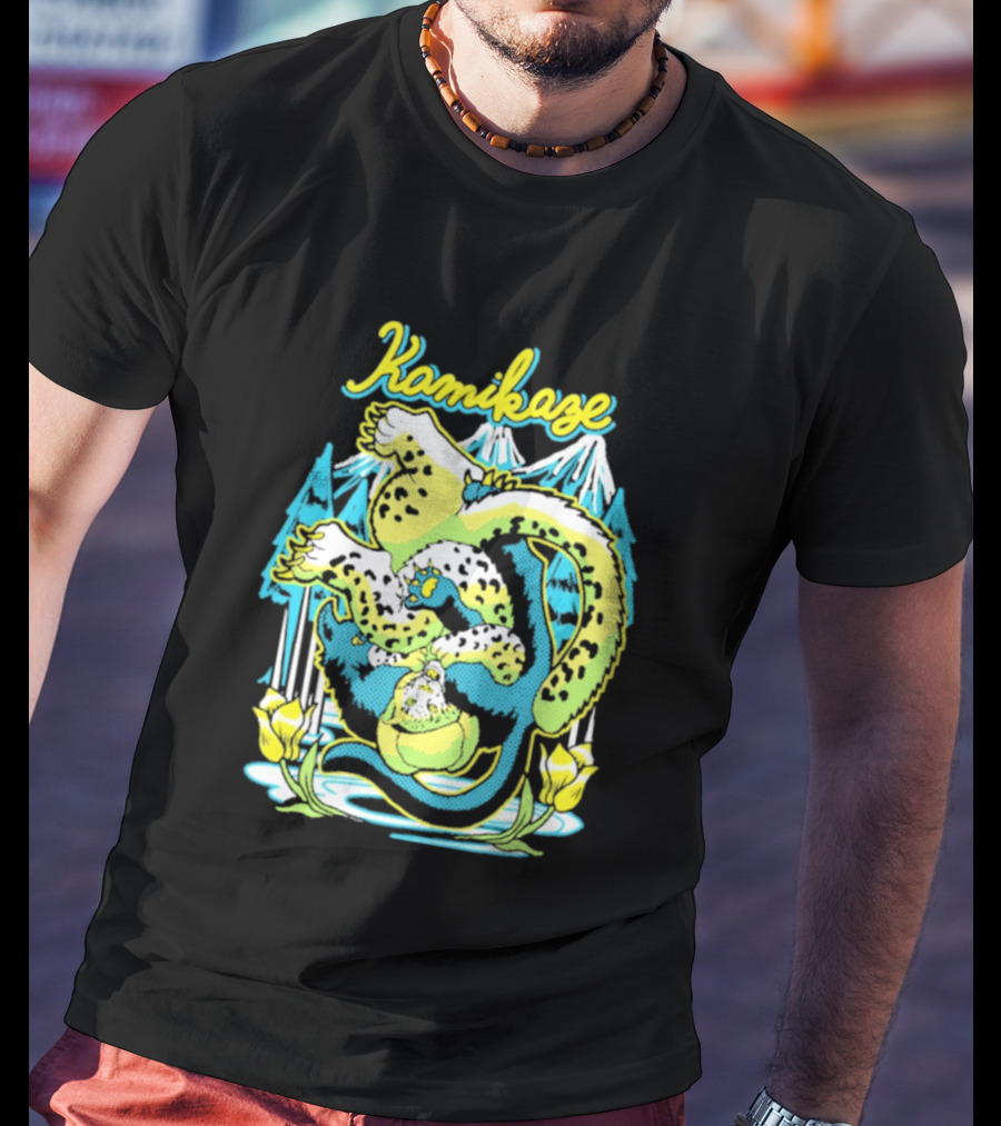 Kamikaze Dragon With Mountain And Lotus T-Shirt