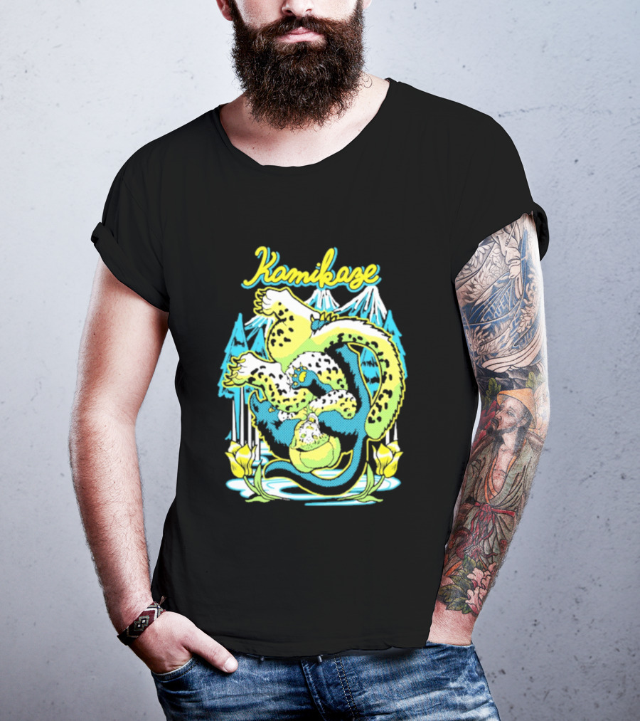 Kamikaze Dragon With Mountain And Lotus T-Shirt