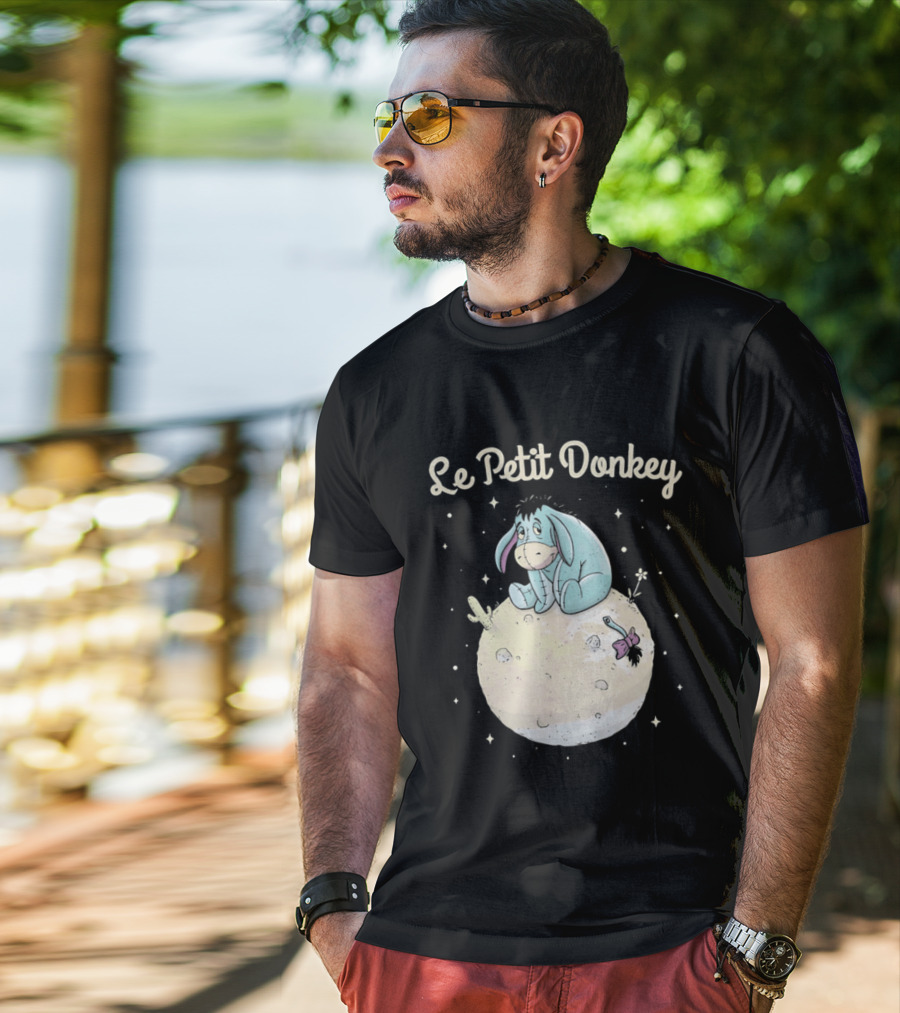 Le Petit Donkey Eeyore Sitting On Moon With Stars T-Shirt