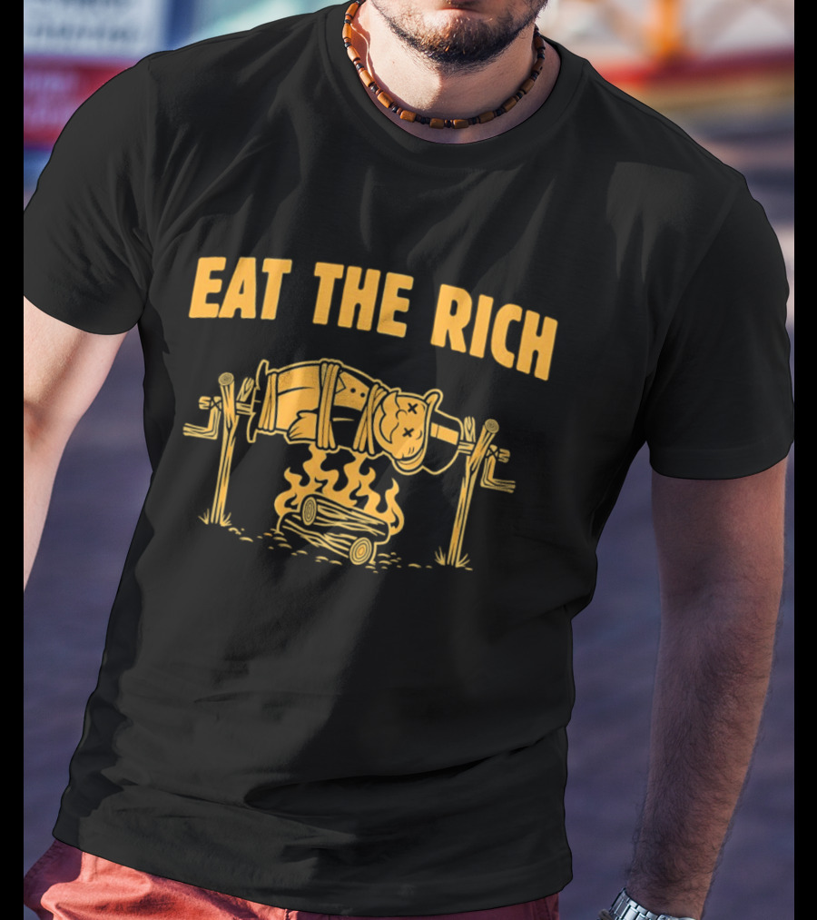 Rich Uncle Pennybags Eat The Rich Spit Roasted Humor Monopoly Man T-Shirt