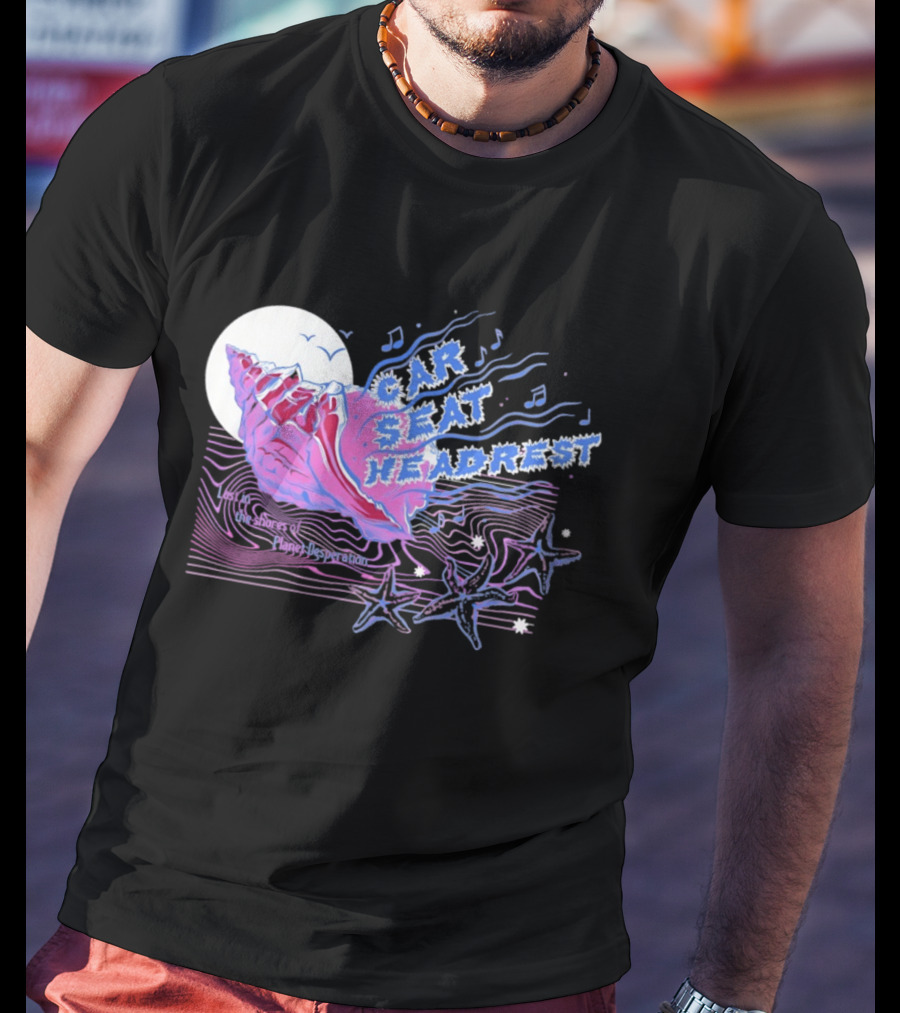 Seashell Car Seat Headrest Lost On The Shores Of Planet Desperation 2026 Moon And Stars Ocean Vibes T-Shirt