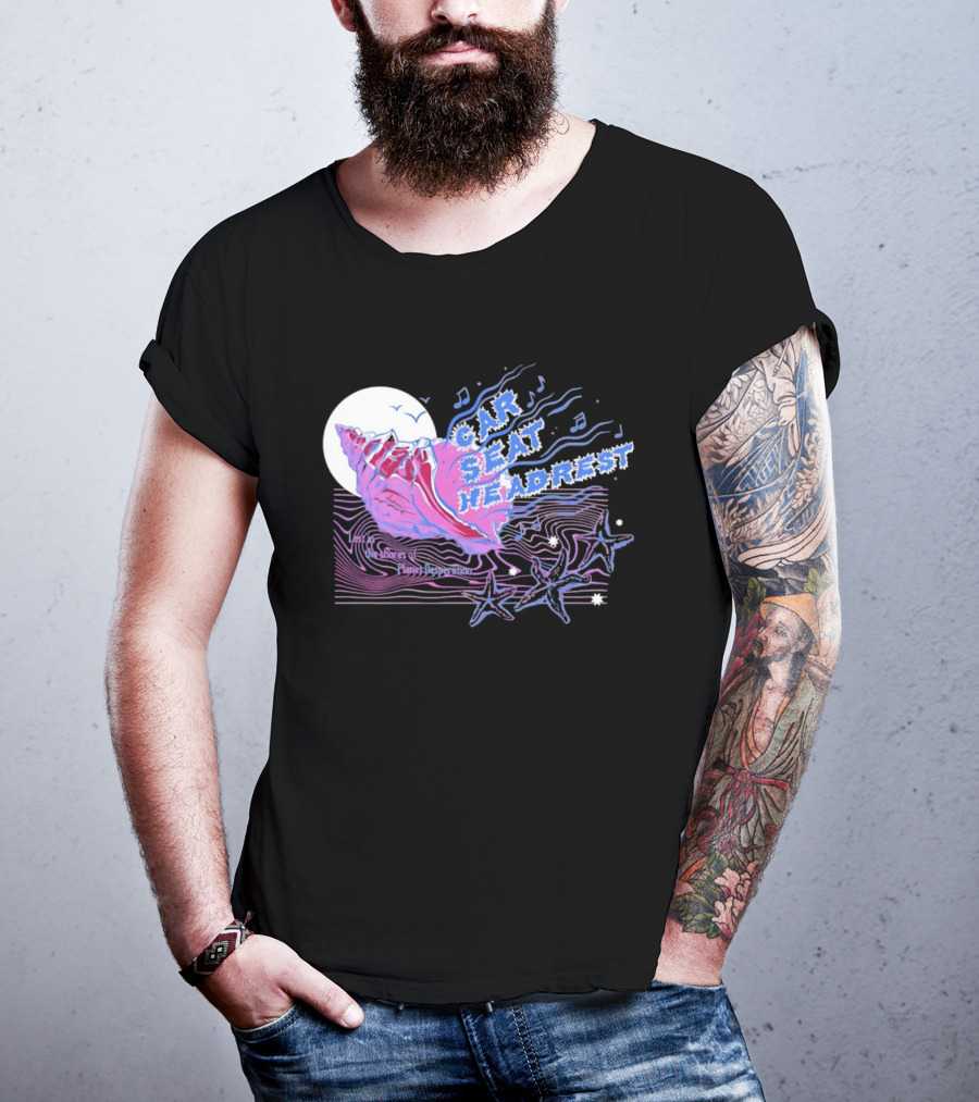 Seashell Car Seat Headrest Lost On The Shores Of Planet Desperation 2026 Moon And Stars Ocean Vibes T-Shirt