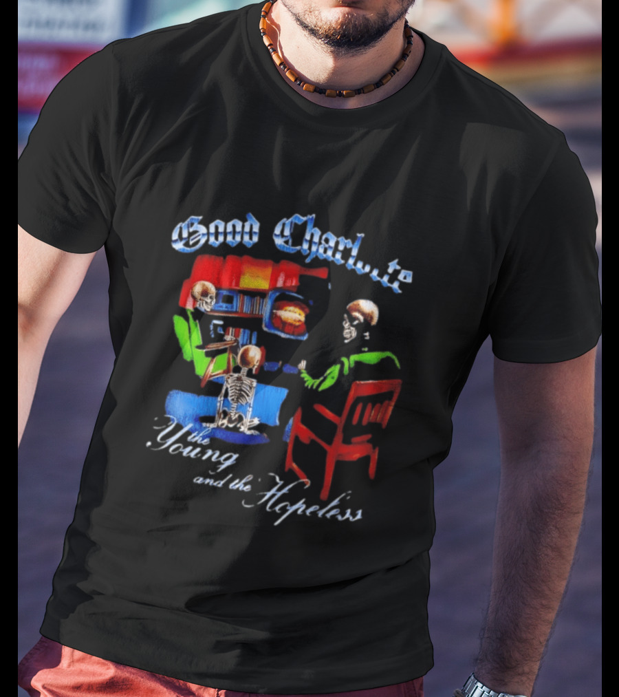Good Charlotte Young And The Hopeless Album Cover Skeleton T-Shirt