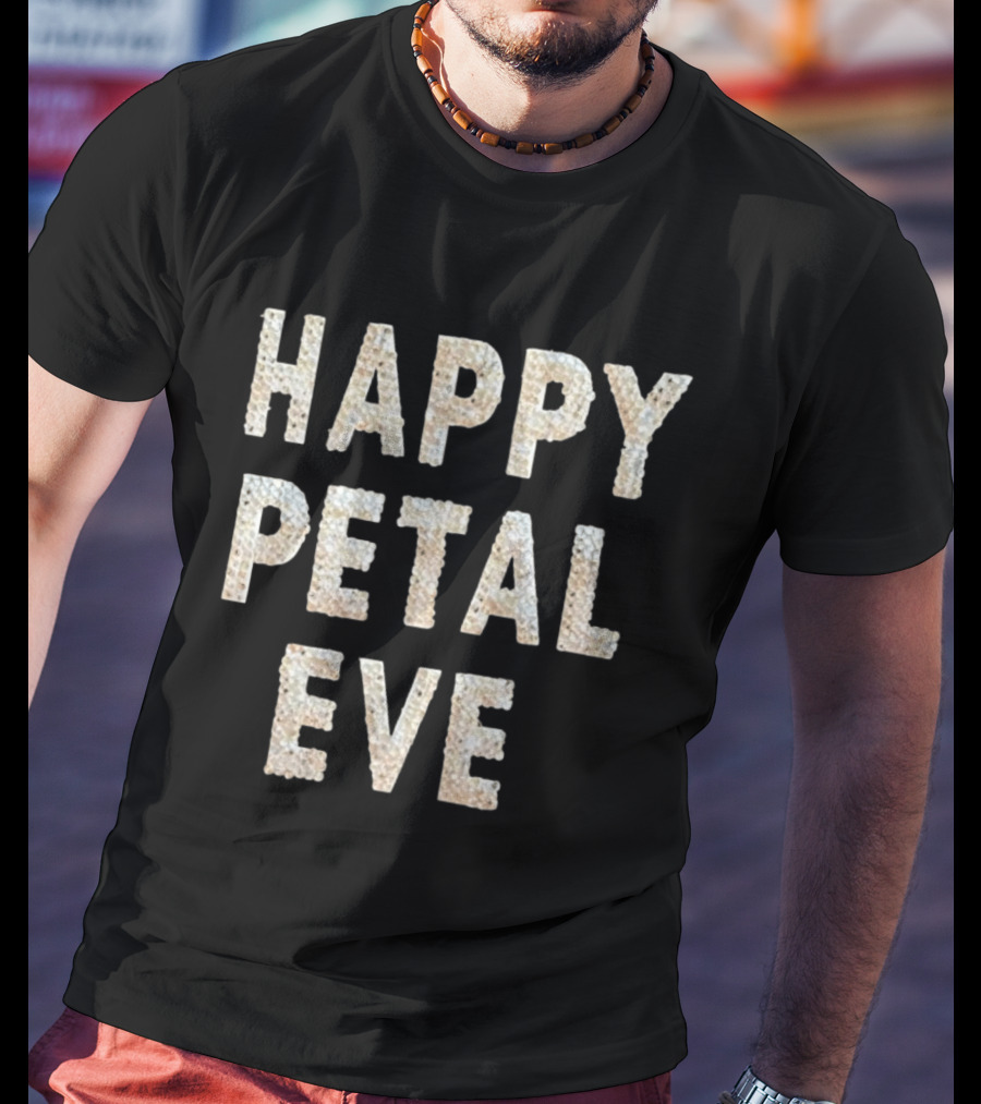 HAPPY PETAL EVE Rhinestone Lettering T-Shirt