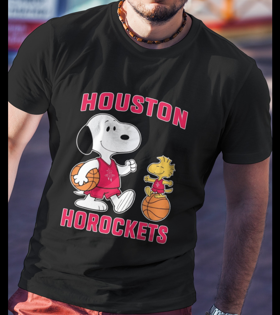 Snoopy Woodstock Houston Rockets Basketball Team T-Shirt