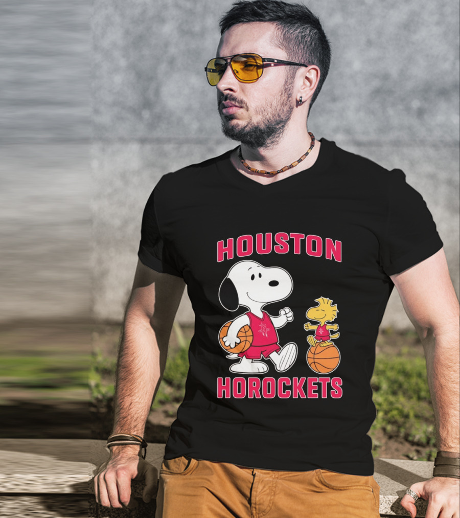 Snoopy Woodstock Houston Rockets Basketball Team T-Shirt