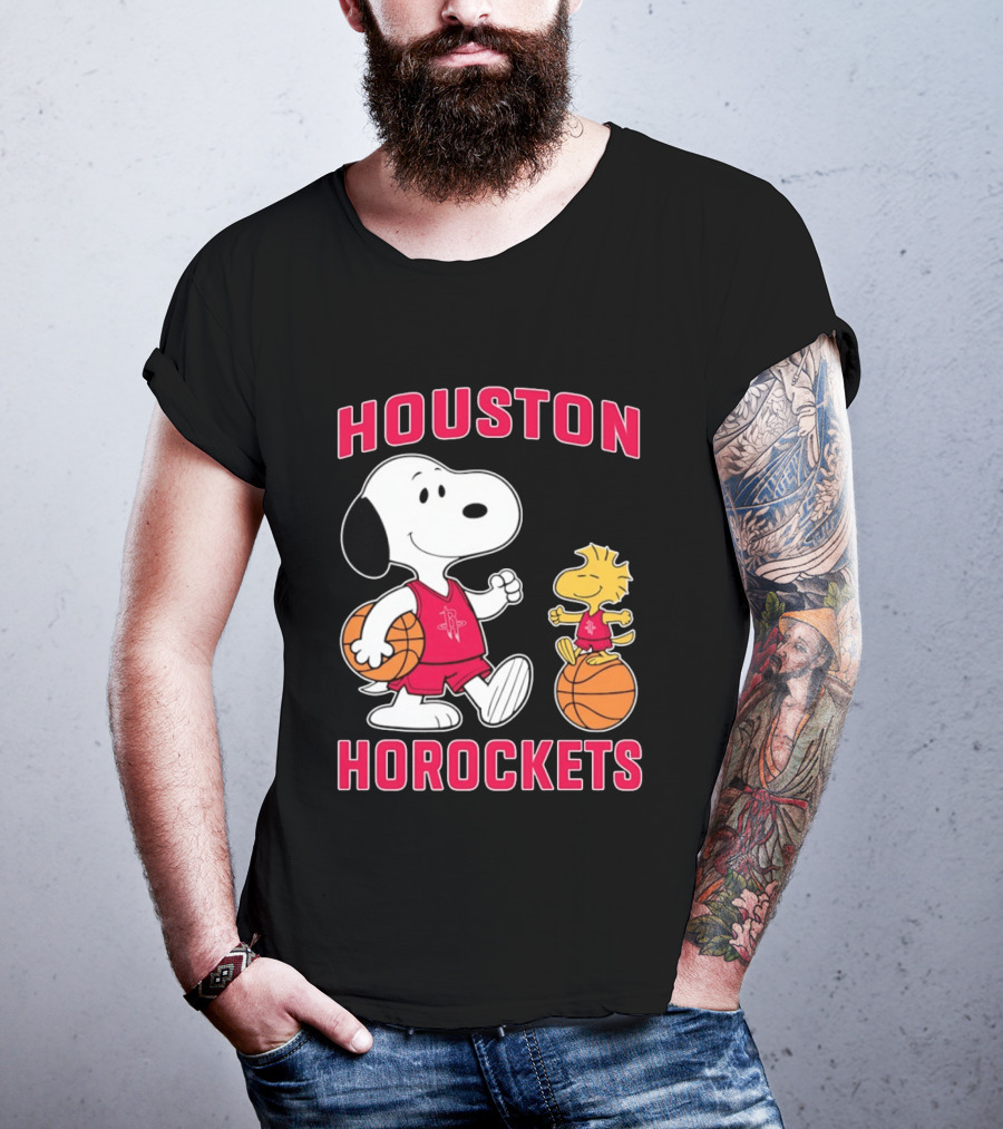 Snoopy Woodstock Houston Rockets Basketball Team T-Shirt