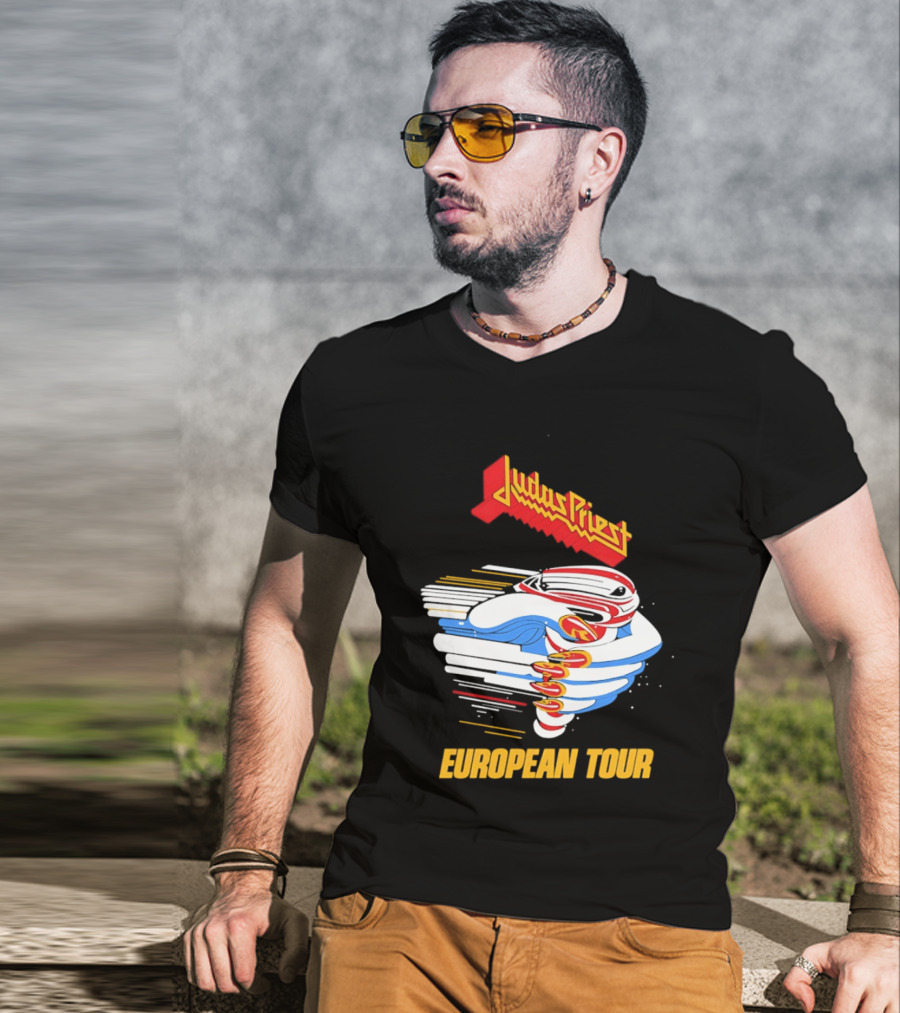Judas Priest Turbo European Tour 1986 Vintage Album Cover T-Shirt