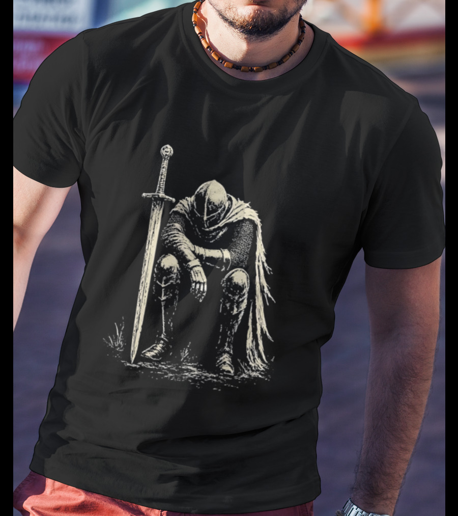 The Betrayed Knight Medieval Warrior With Sword And Cape T-Shirt