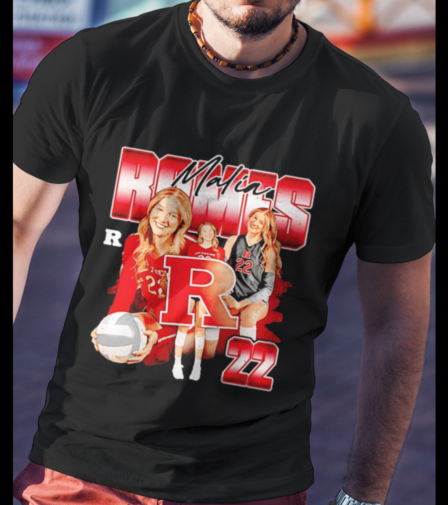 Malia Romes 22 NCAA Women's Volleyball Rutgers Team T-Shirt