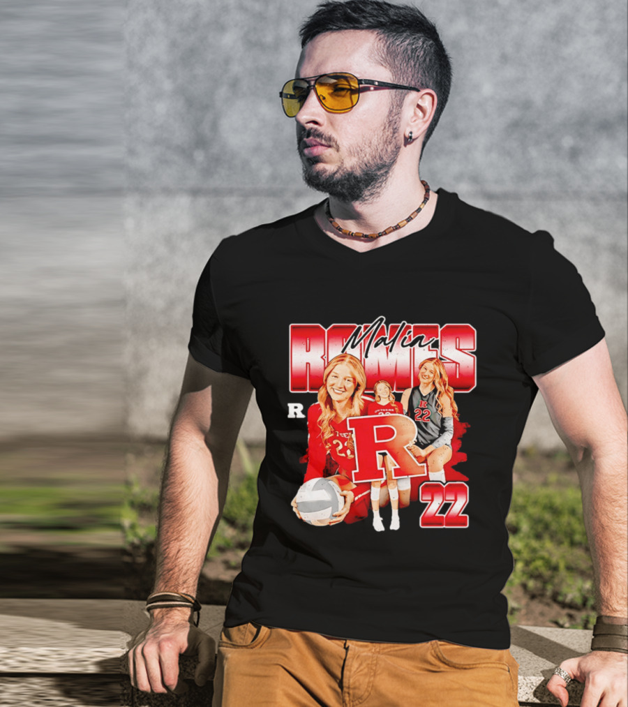 Malia Romes 22 NCAA Women's Volleyball Rutgers Team T-Shirt
