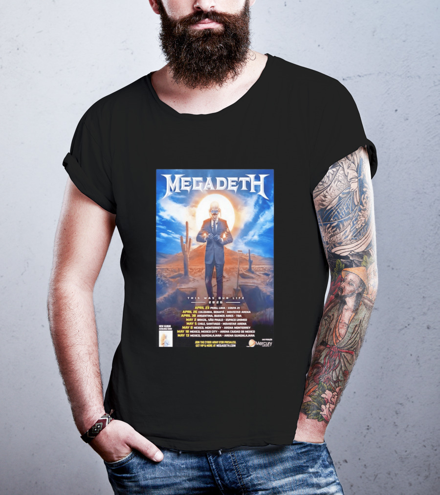 Megadeth 2026 This Was Our Life Tour Mexico Peru Colombia Argentina Chile Dates T-Shirt