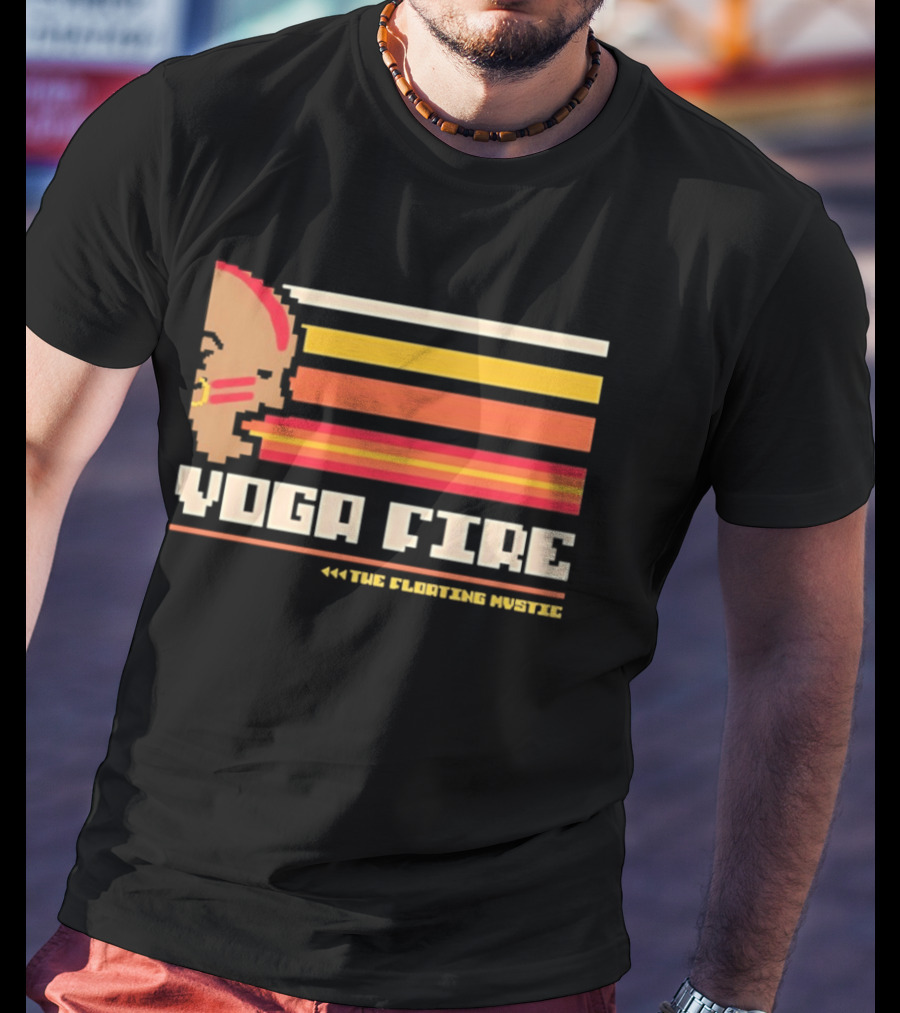 Yoga Fire The Floating Mystic Retro Pixel T-Shirt