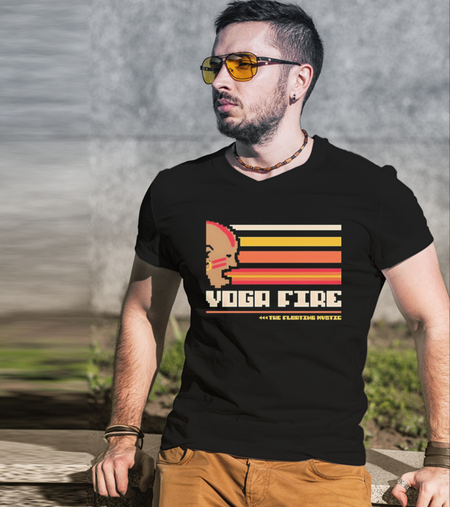 Yoga Fire The Floating Mystic Retro Pixel T-Shirt