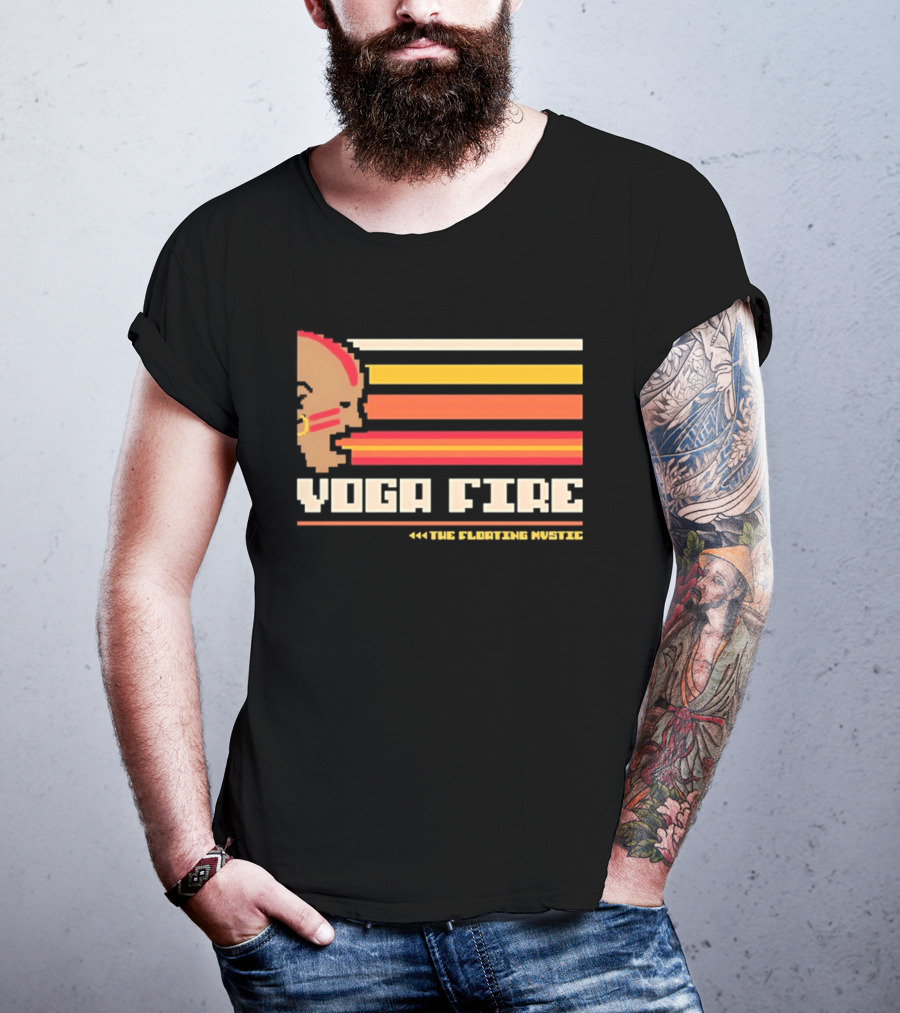 Yoga Fire The Floating Mystic Retro Pixel T-Shirt