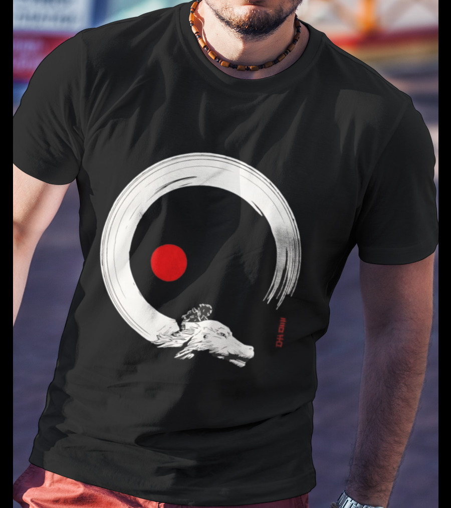 Never Ending Inks Atreyu Falkor The Neverending Story Japanese Enso Circle Red Dot T-Shirt