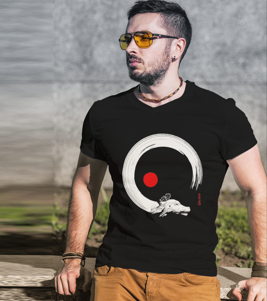 Never Ending Inks Atreyu Falkor The Neverending Story Japanese Enso Circle Red Dot T-Shirt