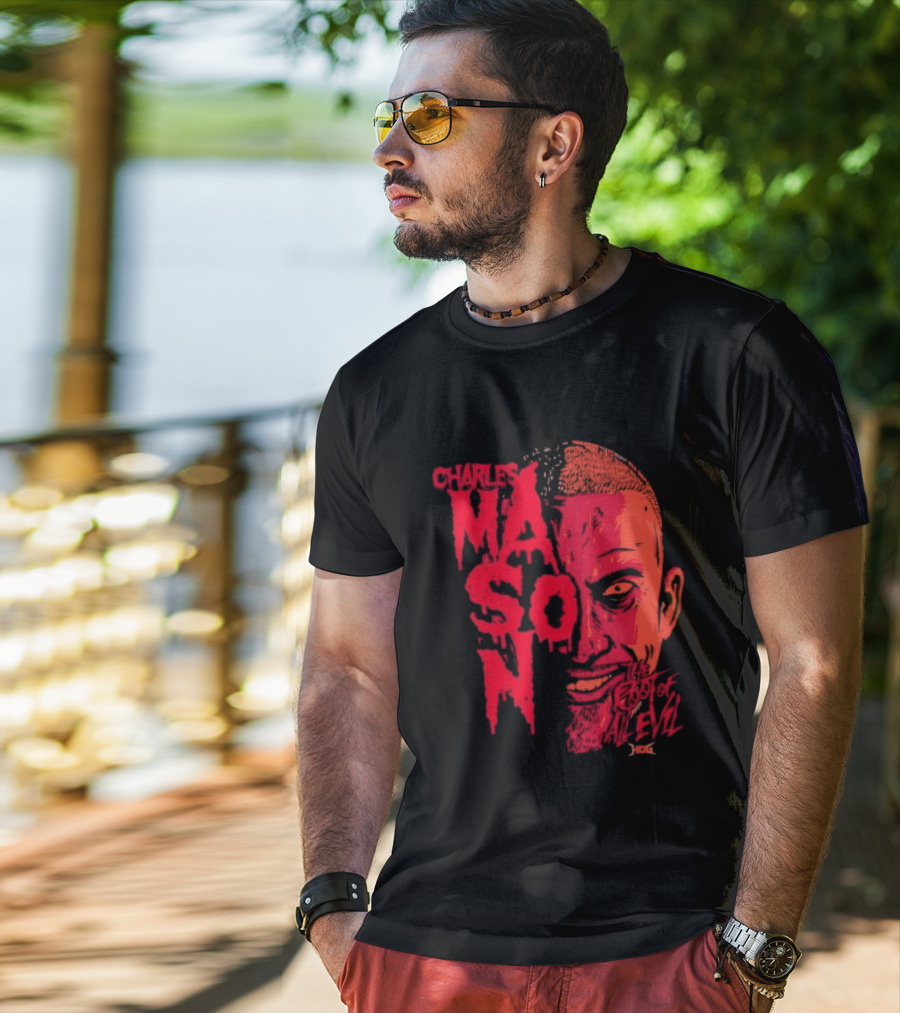 Charles Mason The Root Of All Evil Red Face T-Shirt
