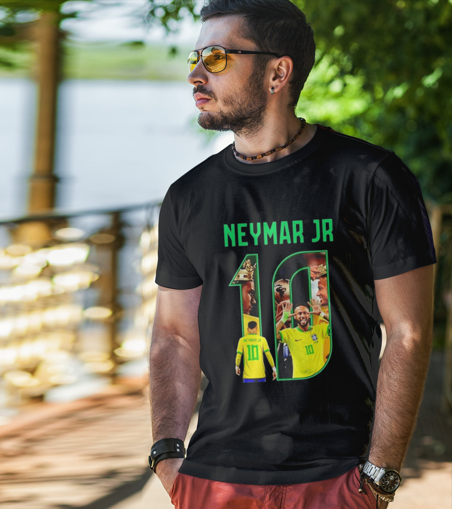 Neymar Jr 10 Brazil Soccer Iconic Celebration Images T-Shirt