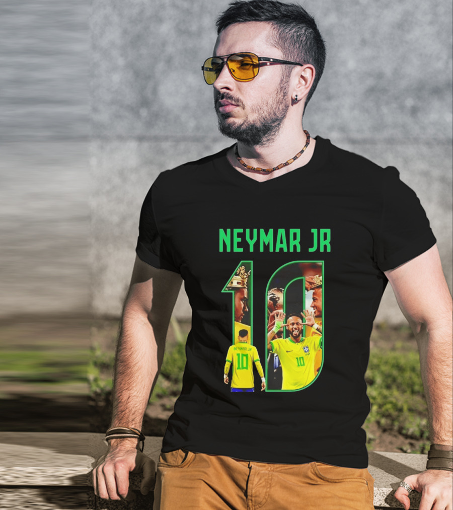 Neymar Jr 10 Brazil Soccer Iconic Celebration Images T-Shirt