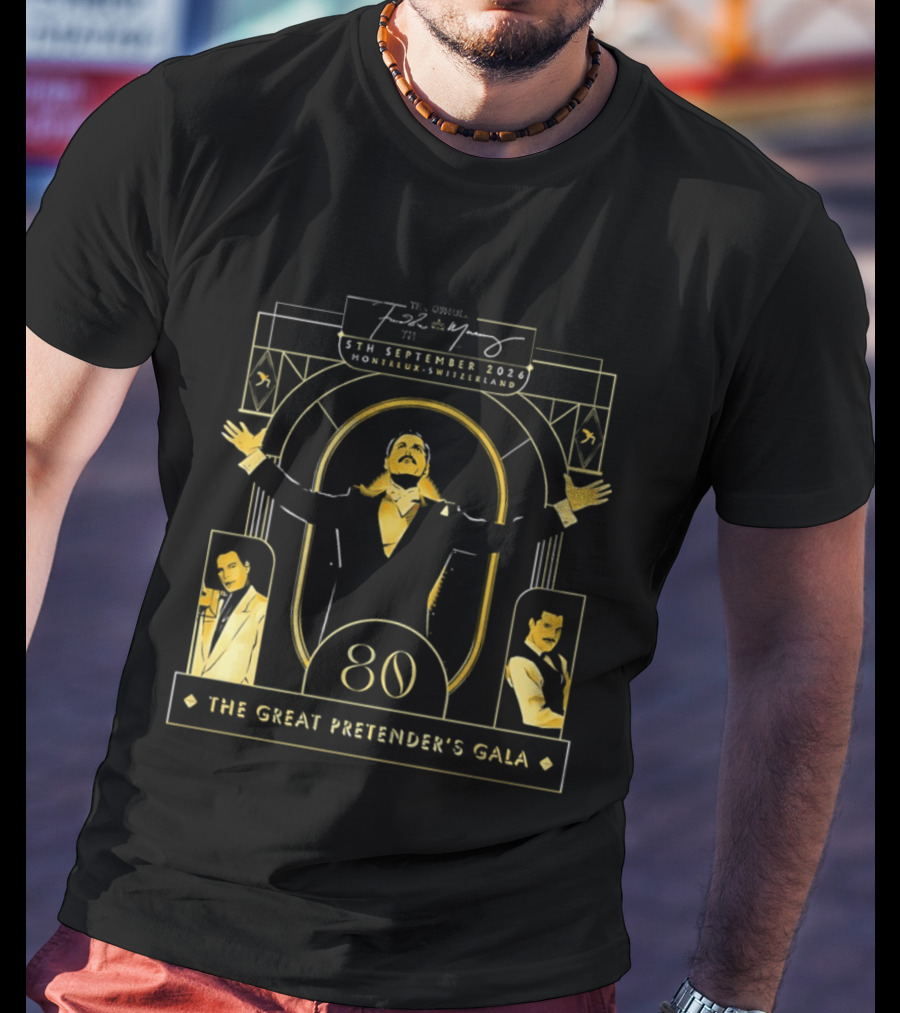 Freddie Mercury 80th Birthday Celebration The Great Pretender's Gala 5th September 2026 Casino Barriere Montreux Switzerland T-Shirt