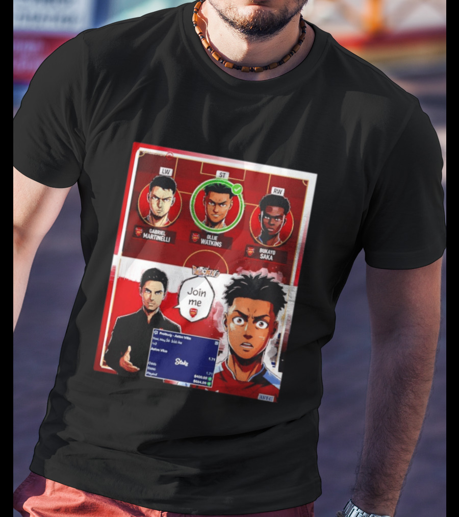 Gabriel Martinelli Ollie Watkins Bukayo Saka Join Me Arsenal Team Anime T-Shirt