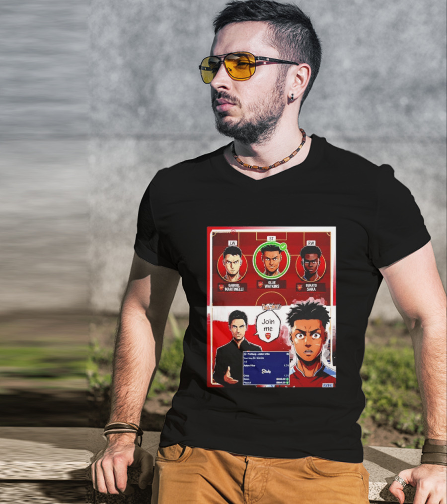 Gabriel Martinelli Ollie Watkins Bukayo Saka Join Me Arsenal Team Anime T-Shirt