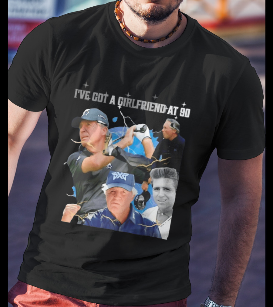 Gary Player I've Got A Girlfriend At 90 Golf Legend Photomontage T-Shirt