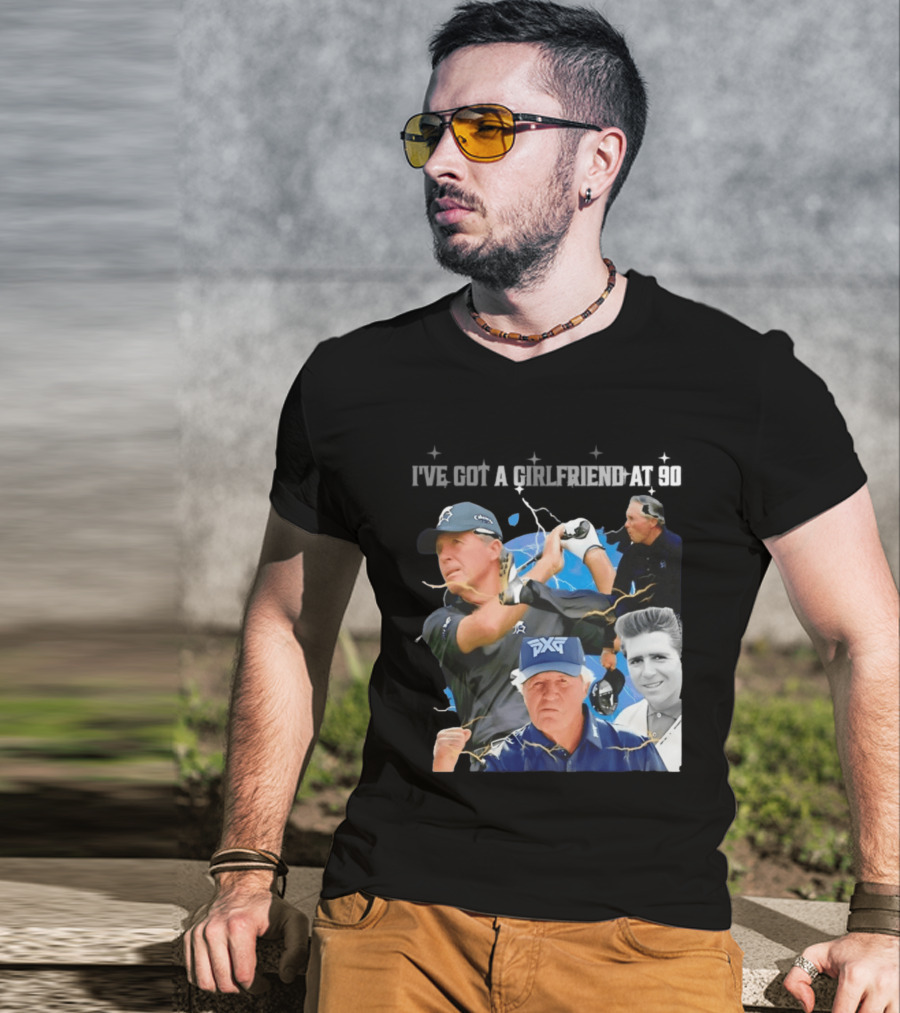 Gary Player I've Got A Girlfriend At 90 Golf Legend Photomontage T-Shirt
