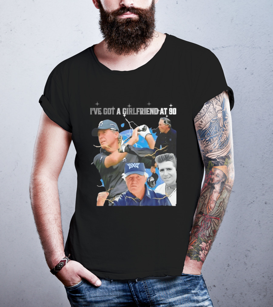 Gary Player I've Got A Girlfriend At 90 Golf Legend Photomontage T-Shirt