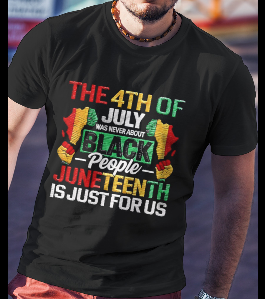 The 4th Of July Was Never About Black People Juneteenth Is Just For Us Text With African Map T-Shirt