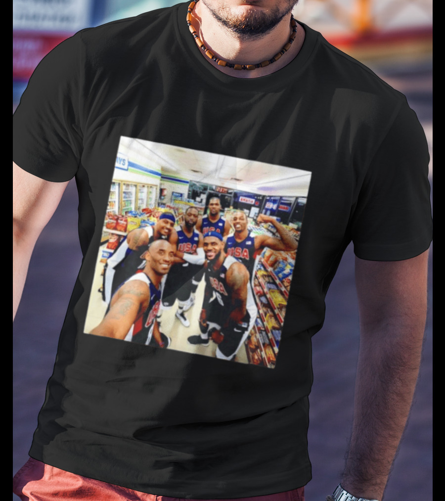 USA Legend Basketball Kobe Bryant LeBron James Dwight Howard Selfie Meme 7 Eleven USA Jersey Team Players T-Shirt