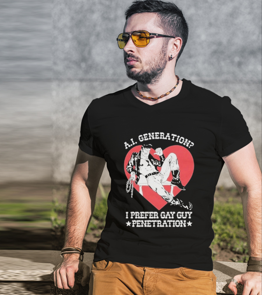 A.I. Generation I Prefer Gay Guy Penetration Heart T-Shirt