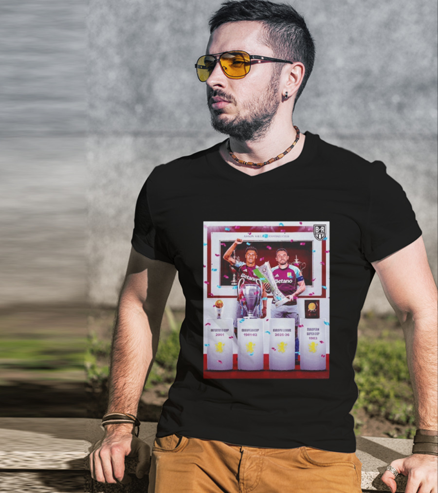 Aston Villa Football Club Europa League 2025 26 European Cup Winners T-Shirt