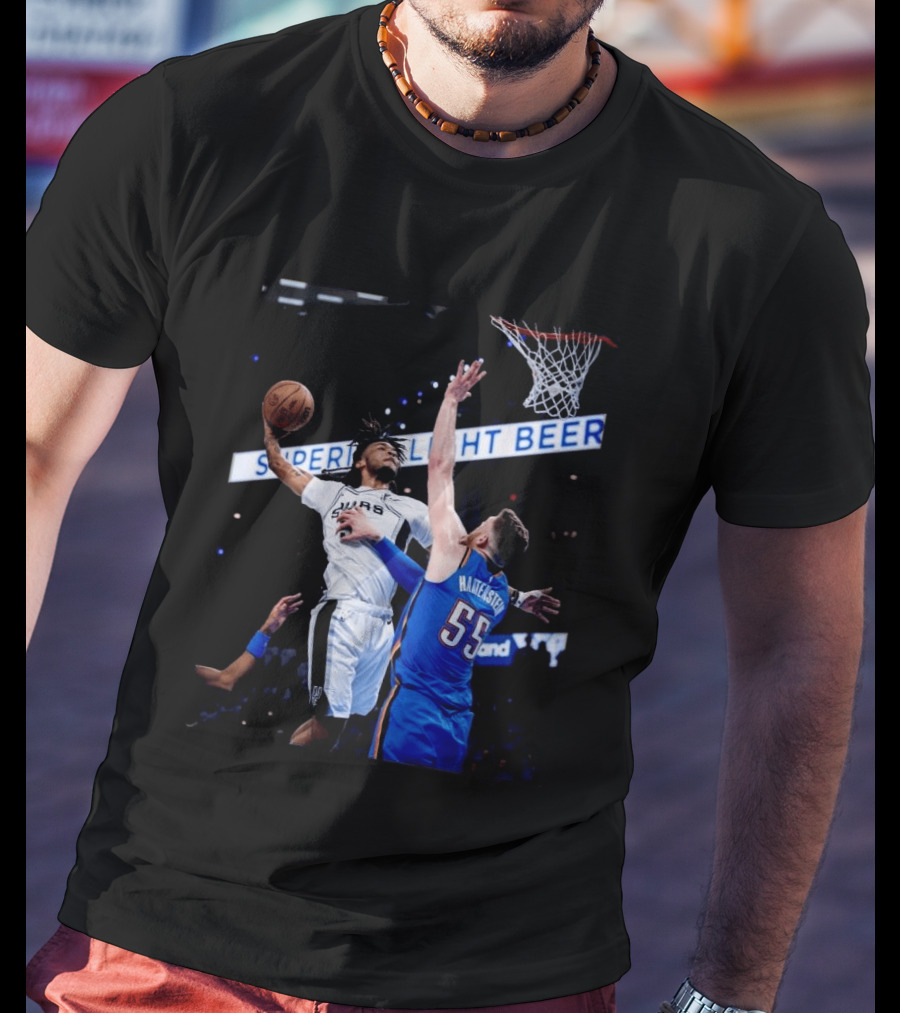 Spurs Dunk Over Hartenstein NBA Basketball Action T-Shirt