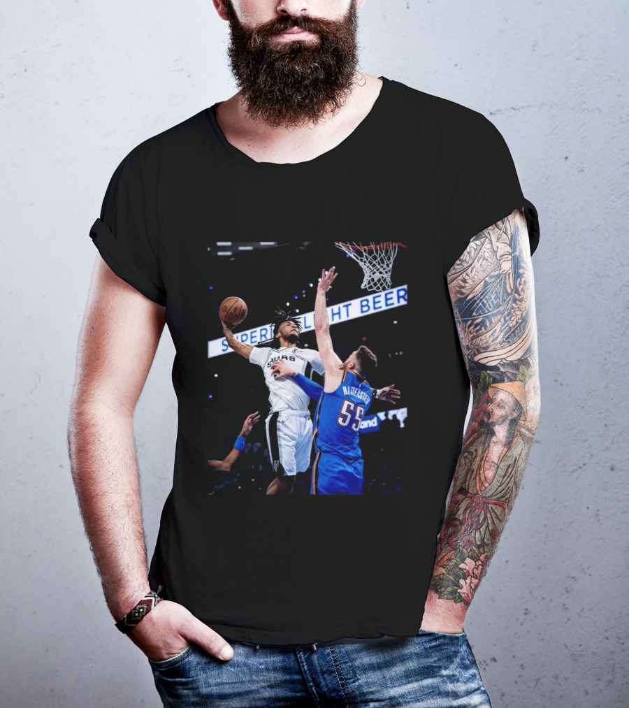 Spurs Dunk Over Hartenstein NBA Basketball Action T-Shirt