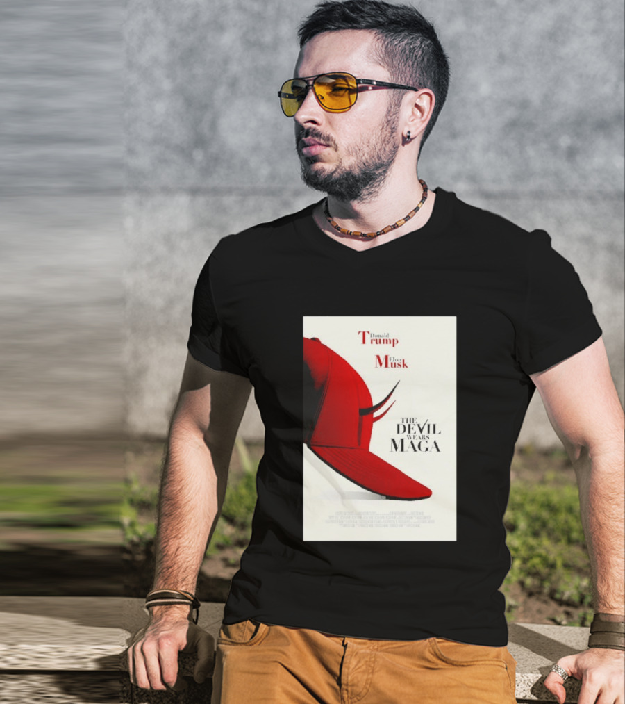 Donald Trump Elon Musk The Devil Wears MAGA Hat With Horns T-Shirt
