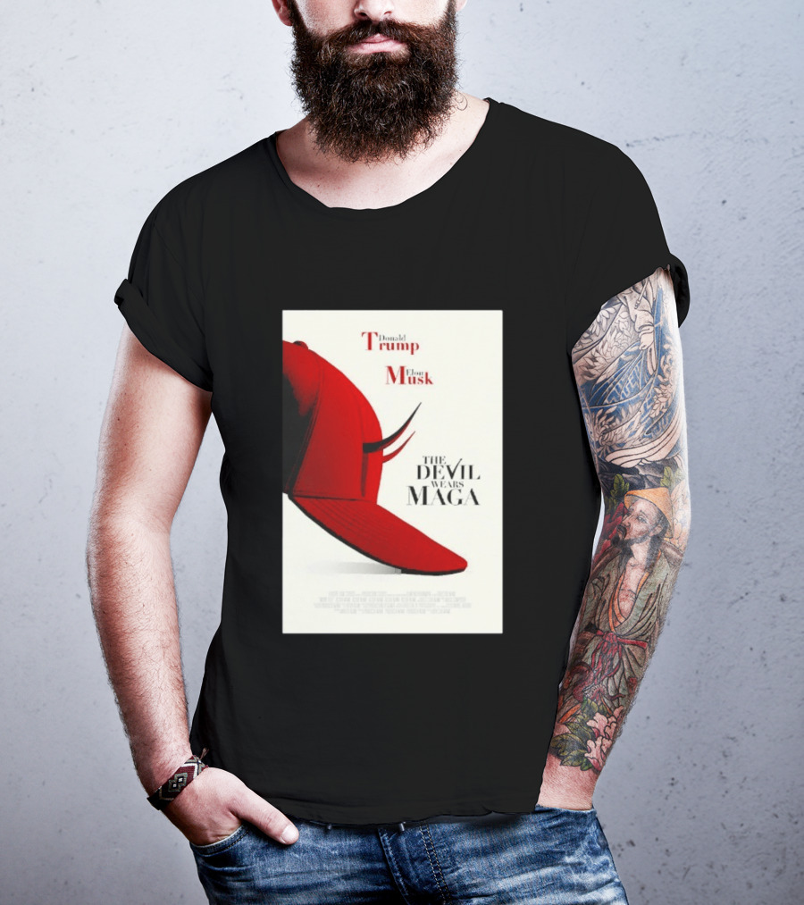 Donald Trump Elon Musk The Devil Wears MAGA Hat With Horns T-Shirt