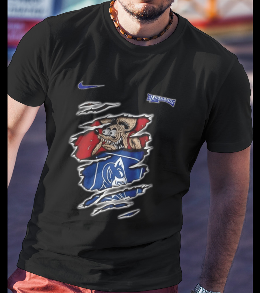Nike Duke Blue Devils NCAA Rat Fink Built To Not Bow Blue Devils T-Shirt