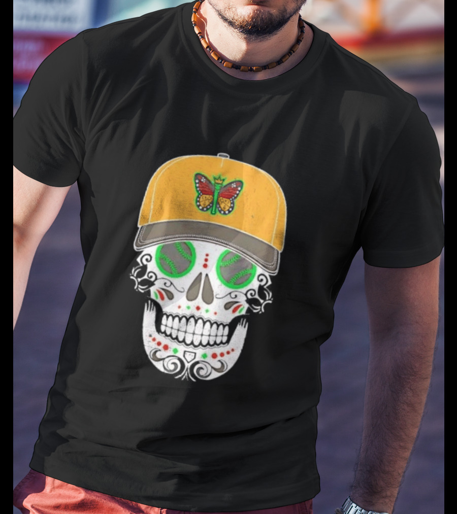 Eugene Emeralds Sugar Skull Baseball Butterfly Cap T-Shirt