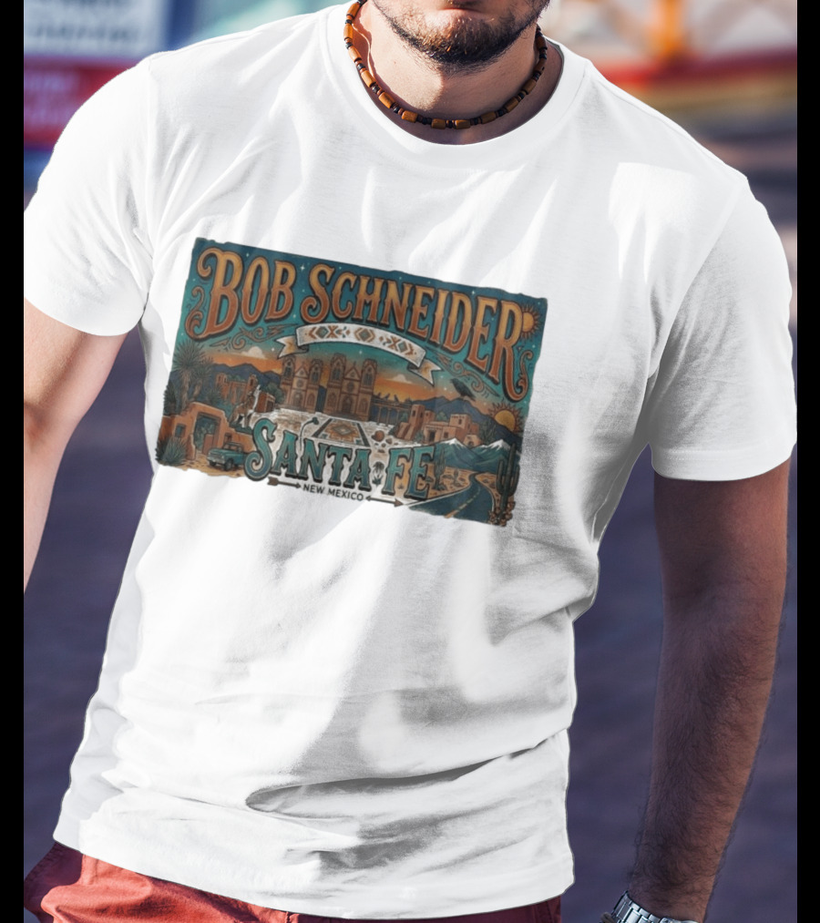 Bob Schneider Santa Fe New Mexico Concert June 4 2026 Railyard Plaza Fiesta Southwestern Desert T-Shirt