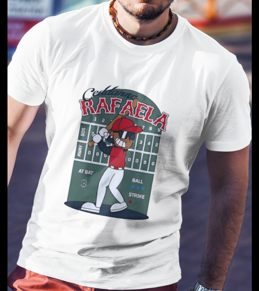 Ceddanne Rafaela Boston Red Sox MLB At Bat Scoreboard T-Shirt