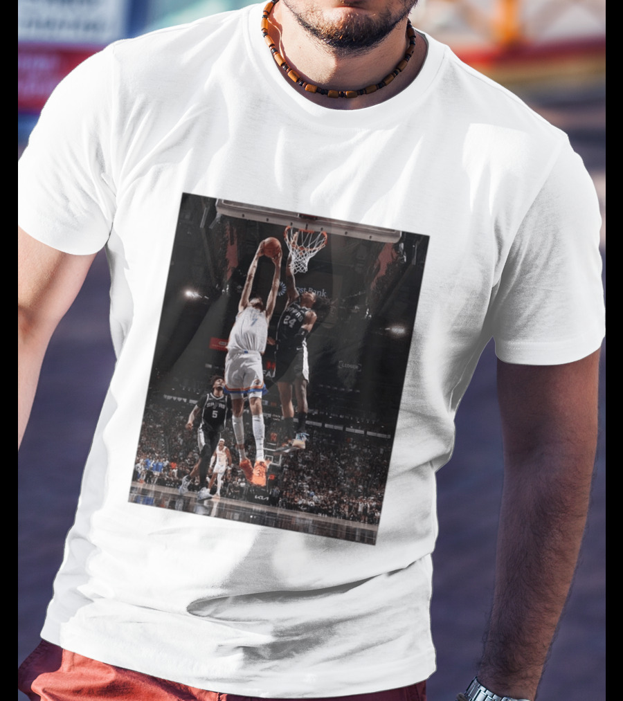 Spurs Devin Vassell Blocks Thunder Chet Holmgren NBA Basketball Moment T-Shirt