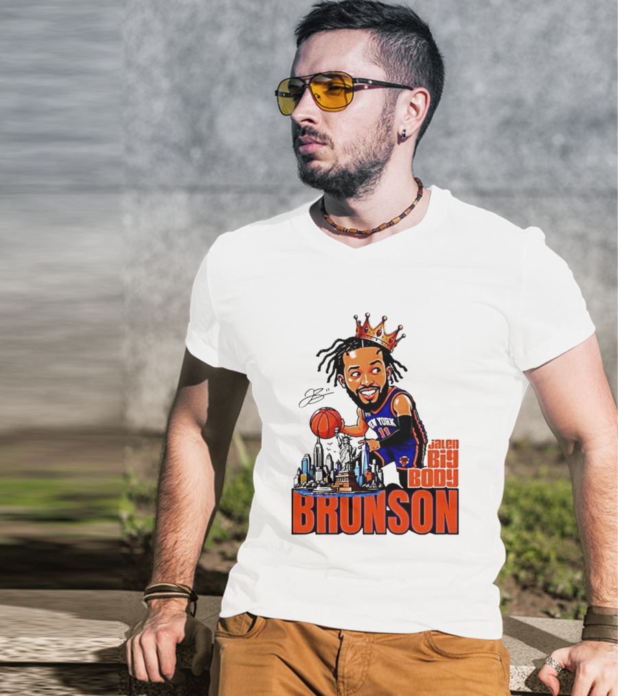 Jalen Brunson New York Knicks Big Body King 2026 Basketball Star With Crown And Skyline T-Shirt