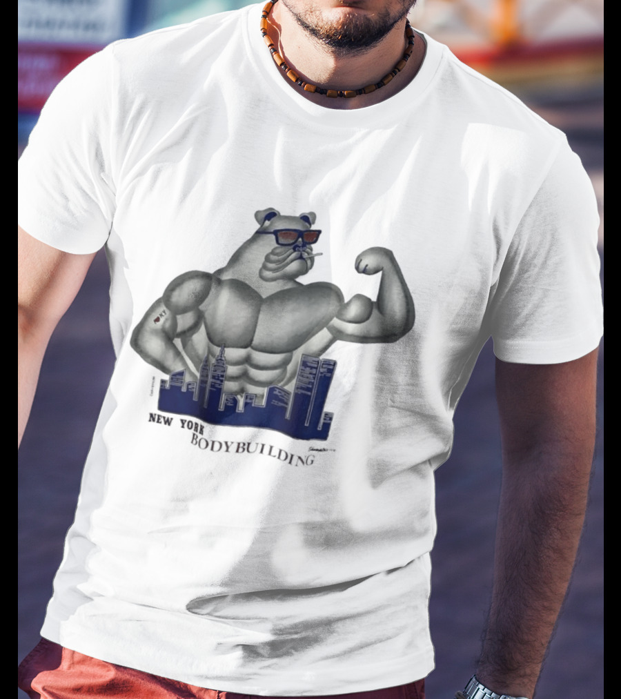 New York Bodybuilding Buff Bear Cityscape NYC T-Shirt
