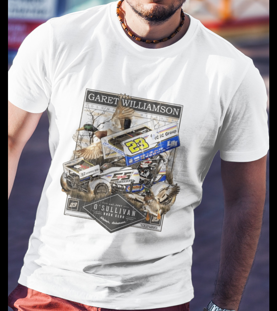 Garet Williamson Sprint Car Racing O'Sullivan Duck Club Arkansas Columbia Missouri 23 Racing T-Shirt