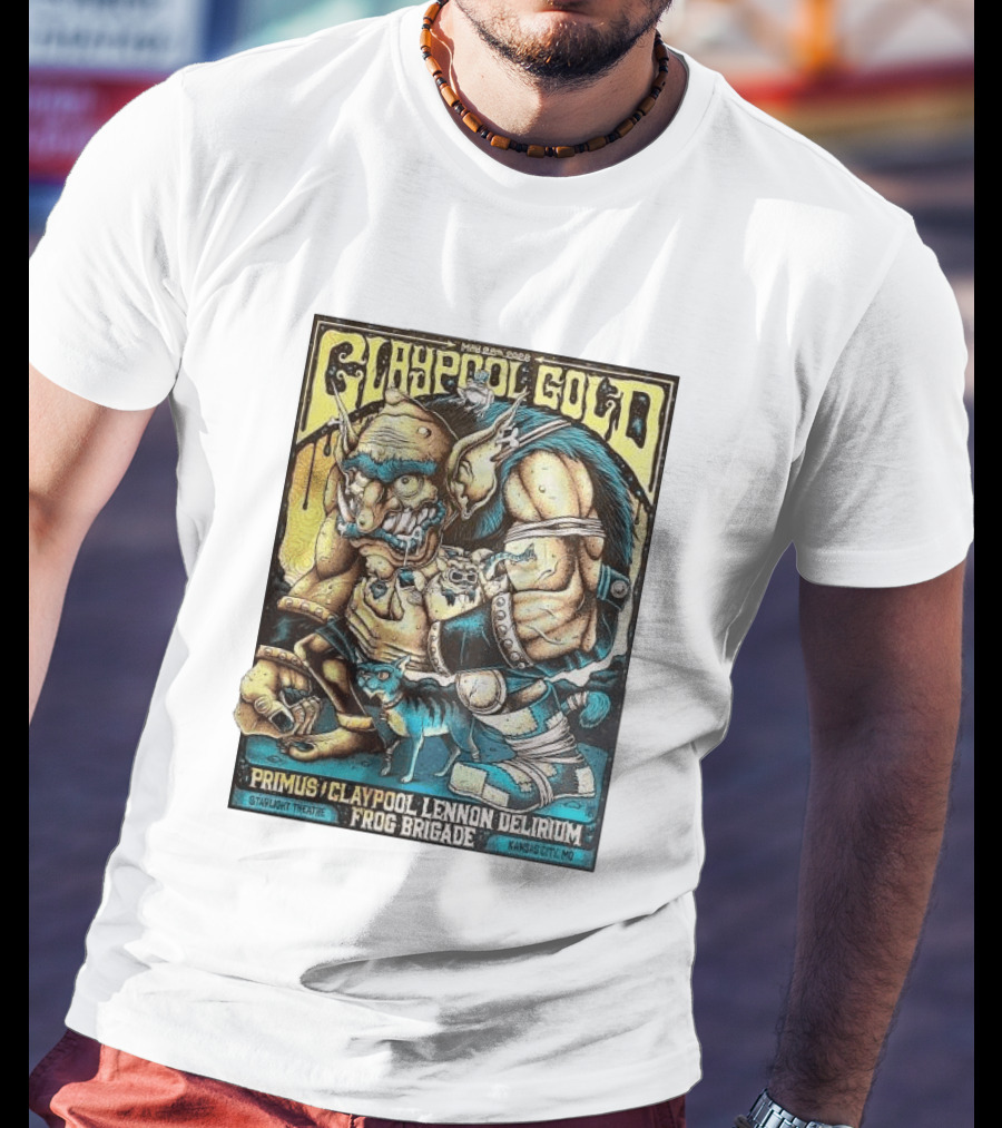 May 28 2026 Claypool Gold Primus Claypool Lennon Delirium Frog Brigade Starlight Theatre Kansas City MO T-Shirt