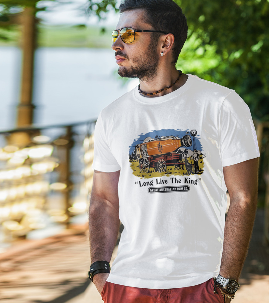 Long Live The King Great Australian Rum Co Vintage Wagon Scene T-Shirt