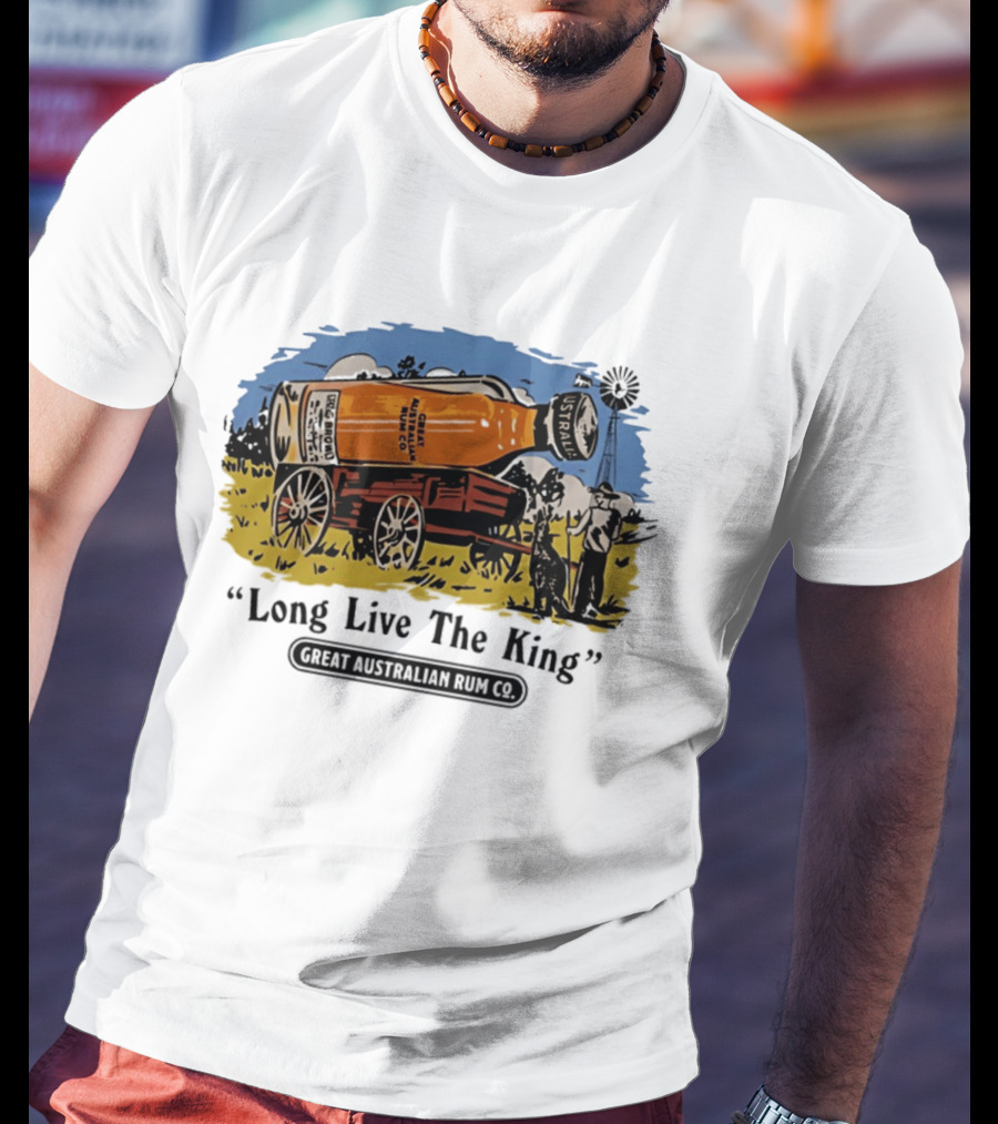 Long Live The King Great Australian Rum Co Vintage Wagon Scene T-Shirt