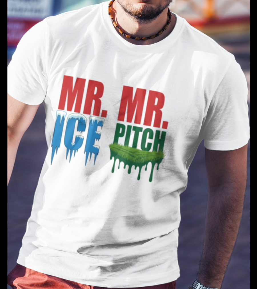 MR ICE MR PITCH Frosty Letters Green Grass Drips T-Shirt